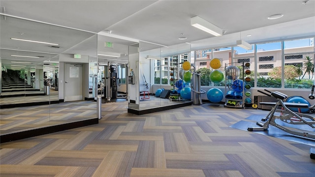 gym with carpet flooring