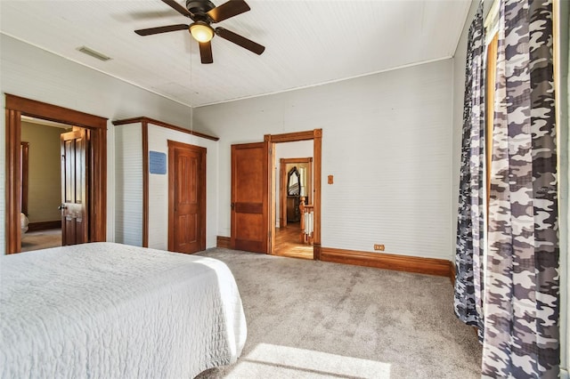 bedroom with carpet floors and ceiling fan