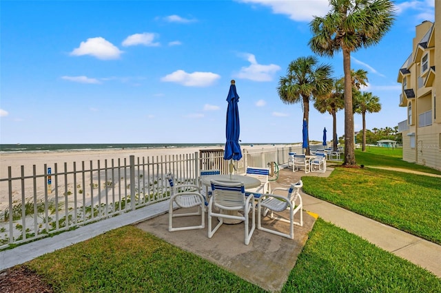 view of patio / terrace with a water view