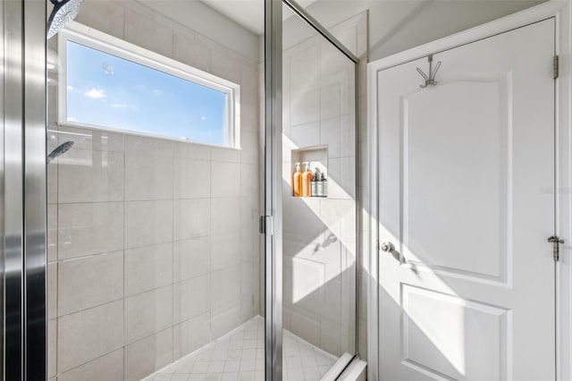 bathroom featuring walk in shower