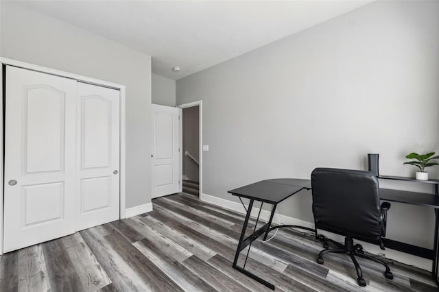 office featuring dark wood-type flooring