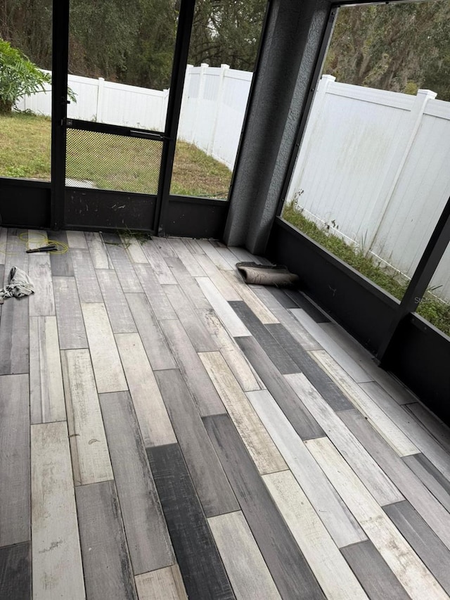 view of unfurnished sunroom