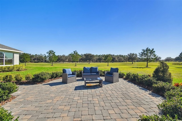 view of patio featuring an outdoor living space