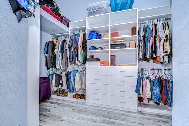 spacious closet featuring wood finished floors