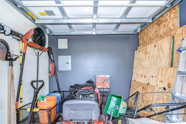 garage with electric panel