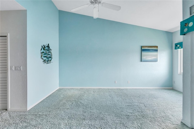 spare room featuring carpet flooring and ceiling fan