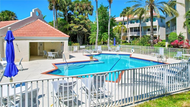 view of pool featuring a patio