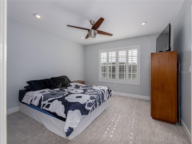 4709 Corsage Dr, Lutz, FL 33558 - bedroom featuring recessed lighting, ceiling fan, and carpet flooring