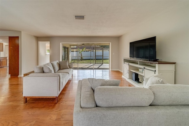 living room with light wood-type flooring