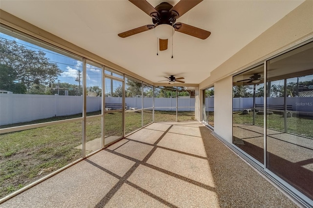 view of unfurnished sunroom