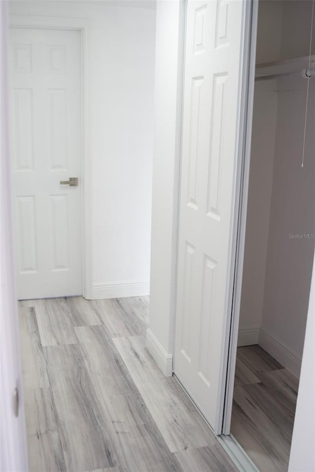 corridor featuring light hardwood / wood-style flooring