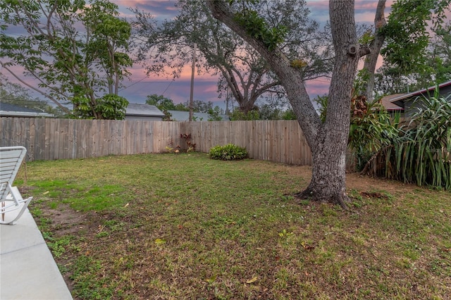 view of yard at dusk