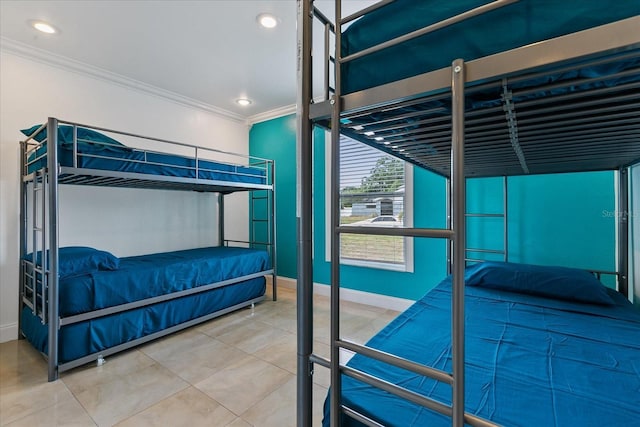 bedroom featuring crown molding