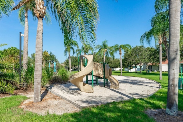 view of play area with a lawn