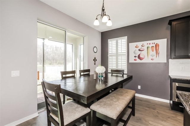 dining room with a chandelier and hardwood / wood-style floors