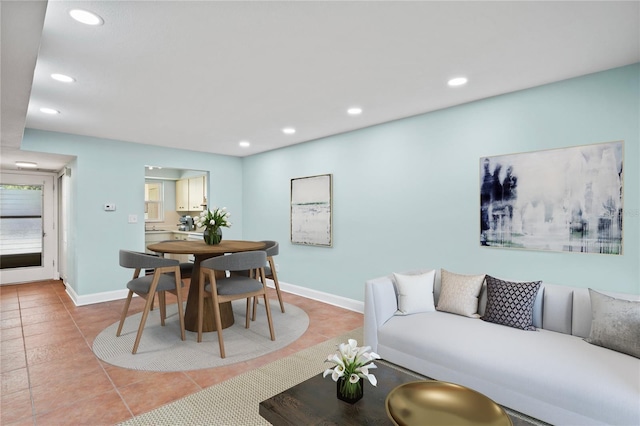 view of tiled living room