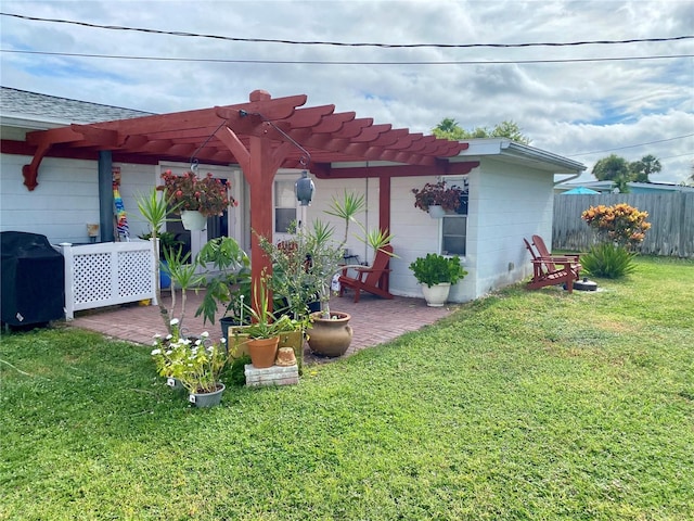 6951 S Shore Dr S, South Pasadena, FL 33707 - view of yard featuring a patio area, a pergola, and fence