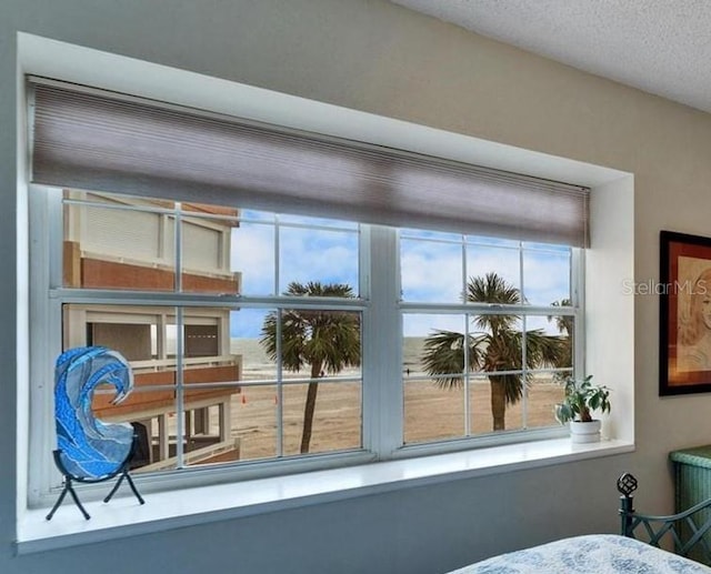 room details with a textured ceiling