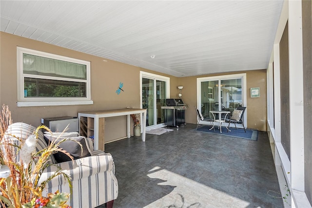 view of patio featuring a grill and outdoor dining area