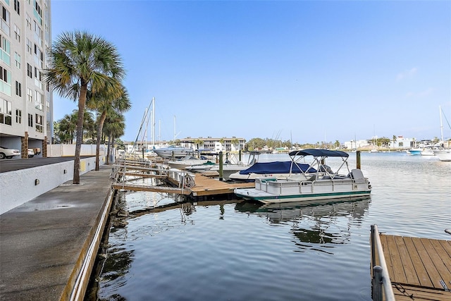 view of dock featuring a water view