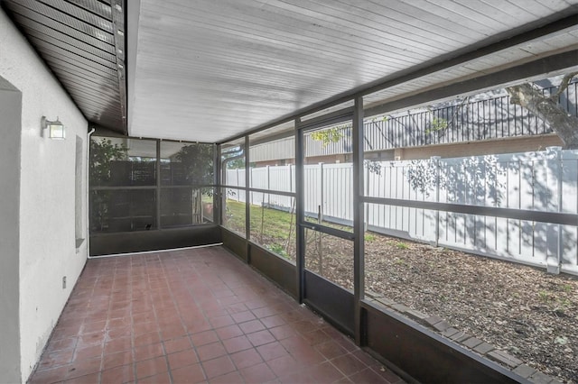 view of unfurnished sunroom