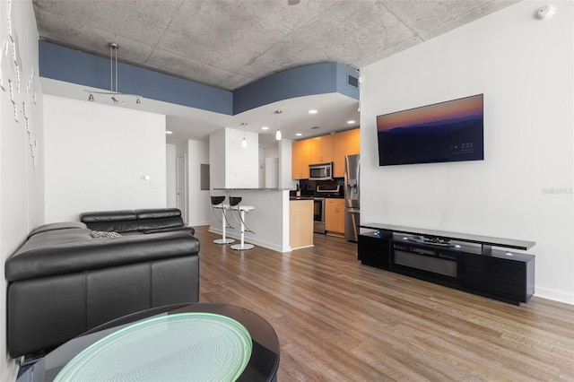 living room with light wood-type flooring