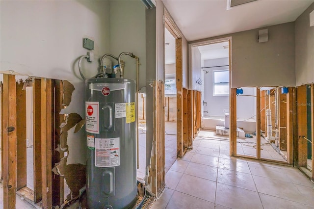 utility room with water heater