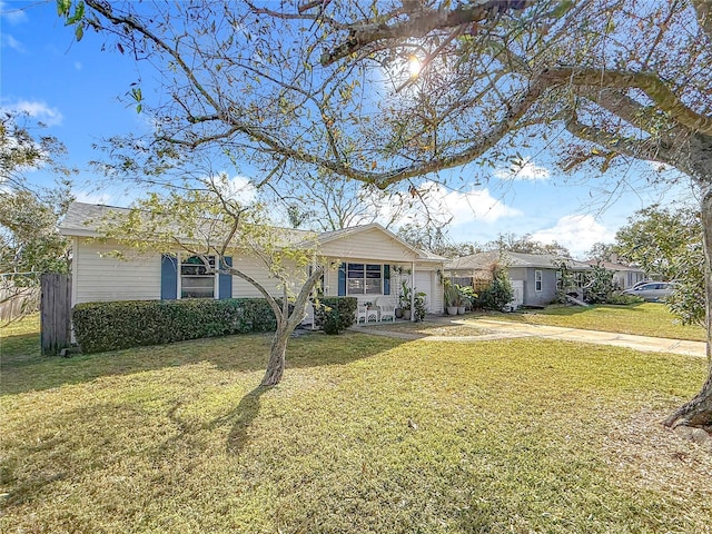 ranch-style home with a front yard