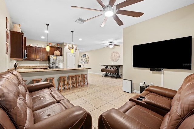 view of tiled living room