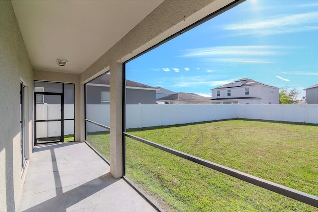 view of unfurnished sunroom