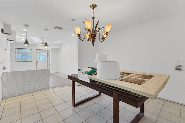 interior space featuring a chandelier