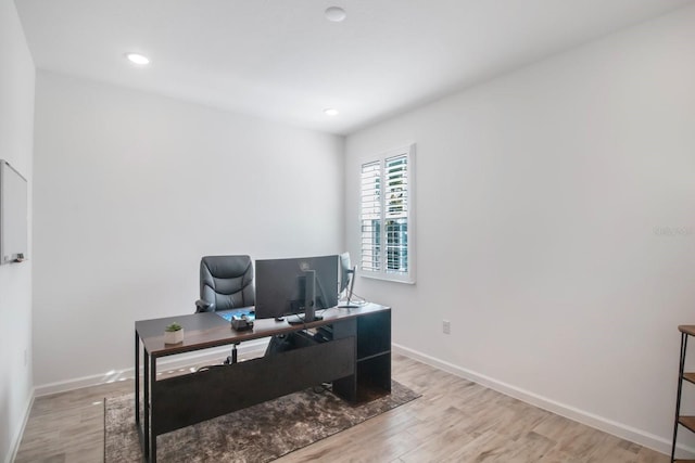 office featuring light hardwood / wood-style flooring