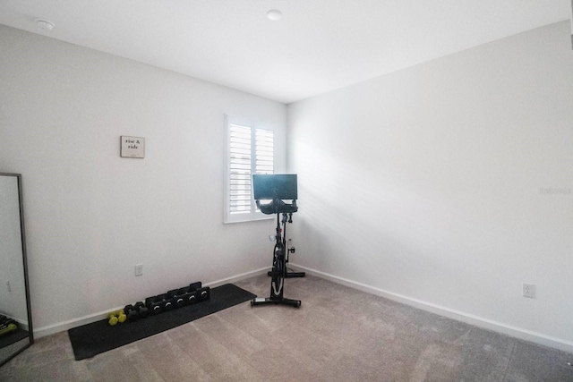 exercise room with carpet floors