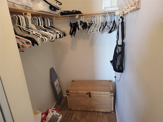 walk in closet featuring hardwood / wood-style floors