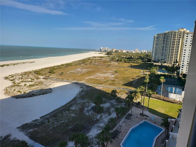 property view of water with a beach view