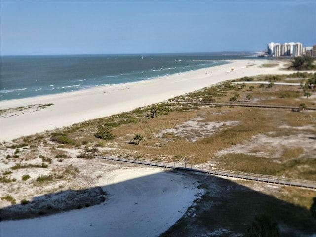 view of water feature with a view of the beach