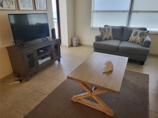 view of tiled living room