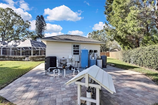 view of patio / terrace with a lanai