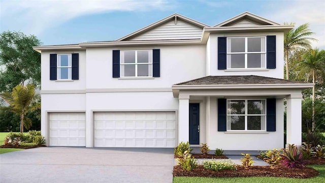 view of front of house with a garage