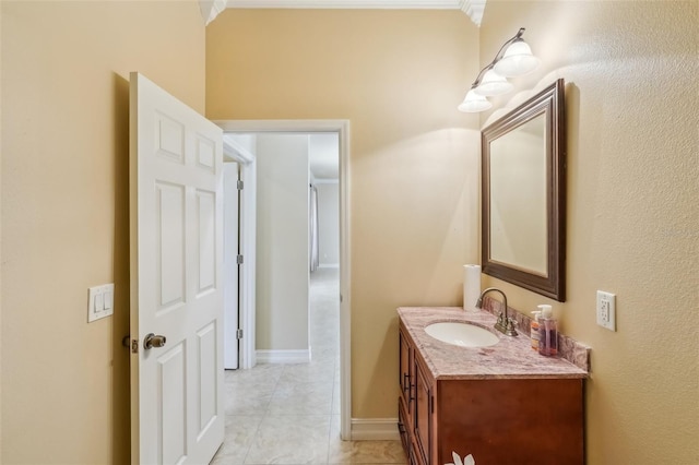 bathroom with vanity and tile patterned floors