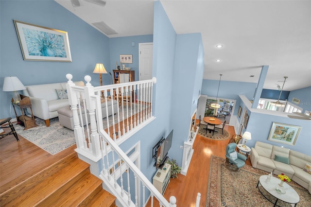 living room with hardwood / wood-style flooring