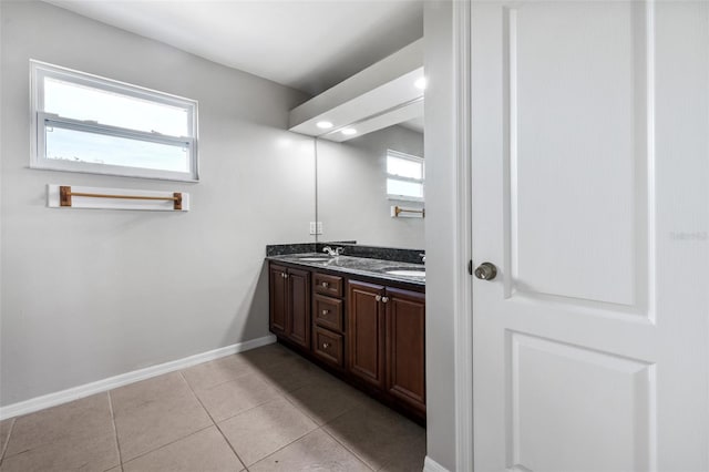 bathroom with vanity and tile patterned floors