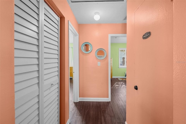 hallway featuring dark hardwood / wood-style flooring