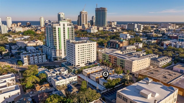 property's view of city with a water view