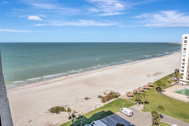 property view of water with a beach view