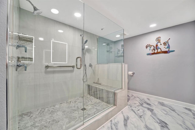 bathroom featuring walk in shower