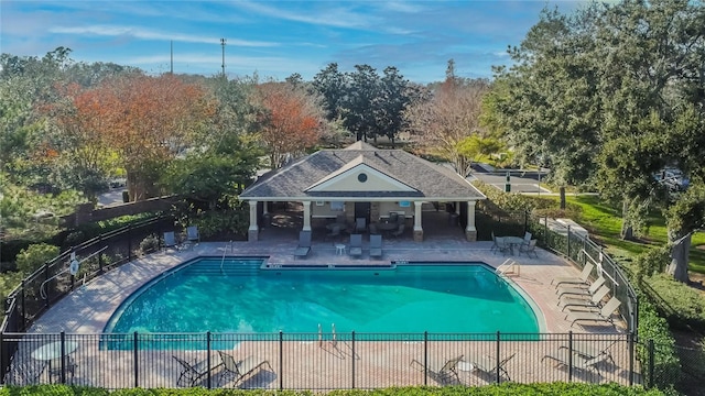 view of swimming pool featuring a patio