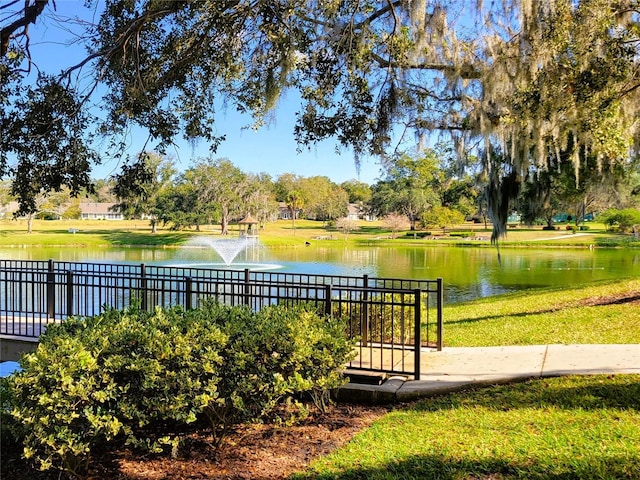 view of community featuring a water view