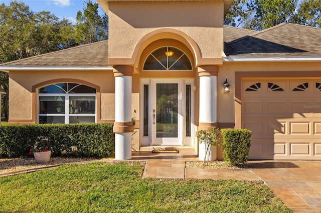 entrance to property with a garage