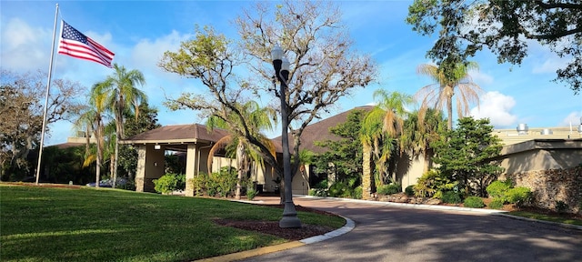 view of front of home with a front yard